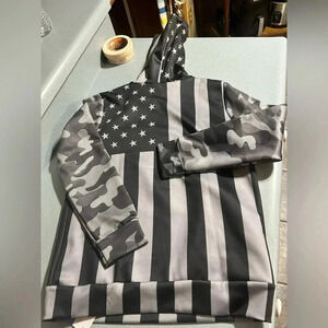 DARK GREY AMERICAN FLAG HOODIE - large​​​